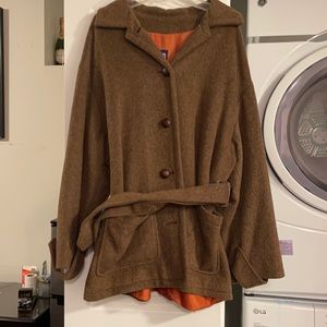 Gap brown size medium wool & mohair button wrap jacket